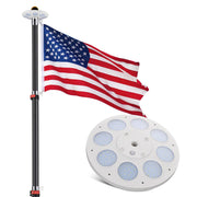 TheLAShop Telescoping Flagpole Kit with Light Solar Powered (20ft,25ft,30ft Options), 30ft Black Image