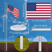 TheLAShop 25ft Sectional Flagpole Kit with Light Solar Powered
