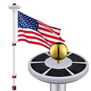 TheLAShop Telescoping Flagpole Kit with Light Solar Powered (20ft,25ft,30ft Options), 20ft Silver Image