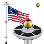TheLAShop Telescoping Flagpole Kit with Light Solar Powered (20ft,25ft,30ft Options), 30ft Silver Image