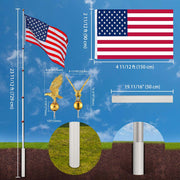 TheLAShop 25ft Telescoping Flagpole Kit with Deluxe Eagle & Ball Image