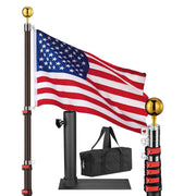 TheLAShop Telescoping Flagpole with Tire Mount (20ft,25ft,30ft Options), 20ft Black Image