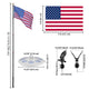 TheLAShop Telescoping Flagpole with Light Deluxe Eagle (20',25',30' Options), 25ft Black Image