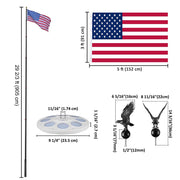 TheLAShop Telescoping Flagpole with Light Deluxe Eagle (20',25',30' Options), 30ft Black Image