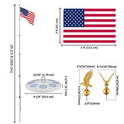 TheLAShop Telescoping Flagpole with Light Deluxe Eagle (20',25',30' Options), 30ft Silver Image