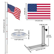 TheLAShop Solar Lighted Telescoping Tailgate Flagpole, 20ft Silver Image