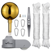 TheLAShop Flagpole Truck Pulley Cleat Hardware(Ball Eagle Options), Gold Eagle Top Image