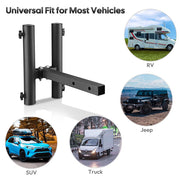 TheLAShop 1 9/16" Receiver Hitch Dual Flag Pole Holder for 1" to 2" Poles Image