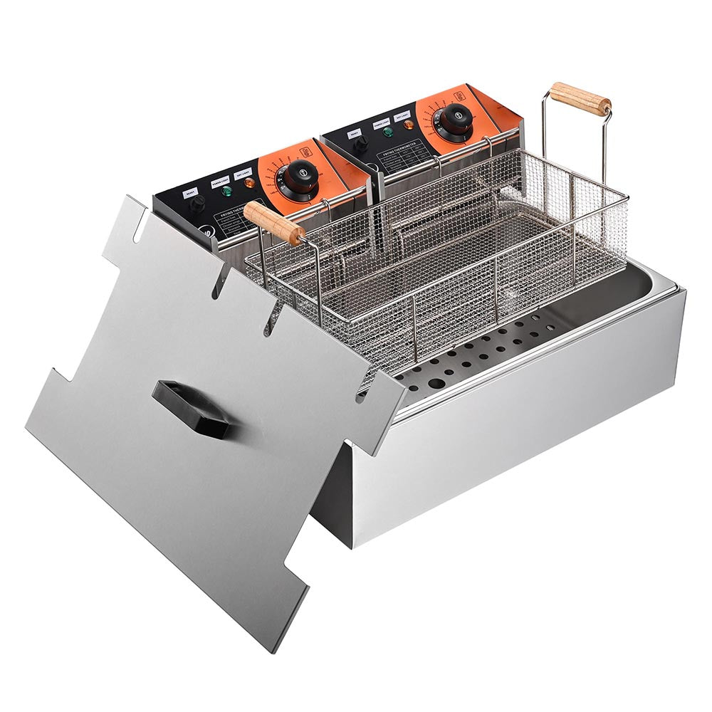 TheLAShop 42lb Huge Basket Stainless Steel Electric Deep Fryer Commerc
