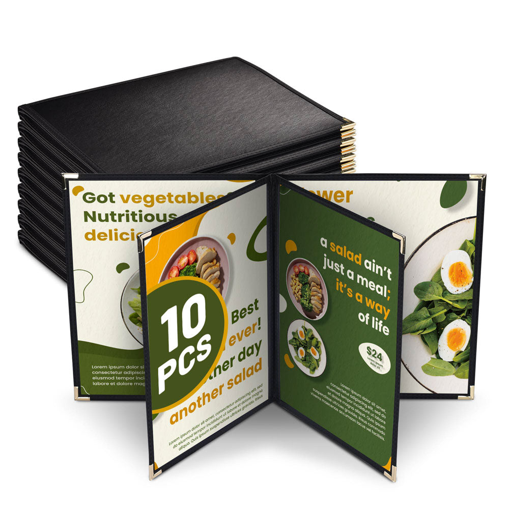 TheLAShop 10ct/pk PU Leather Menu Cover + PVC Holders 6-View 8-1/2x11
