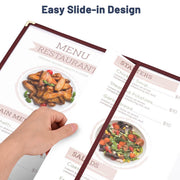 TheLAShop Letter Clear Menu Covers 8-1/2"x11" Wine Red Trim Image