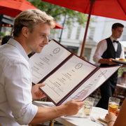 TheLAShop Legal Clear Menu Covers 8-1/2"x14" Wine Red Trim - 30ct. Image