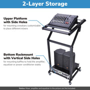 TheLAShop 16U Solid Steel Audio Mixer Rack with Crossbar 19" AV Cart Image