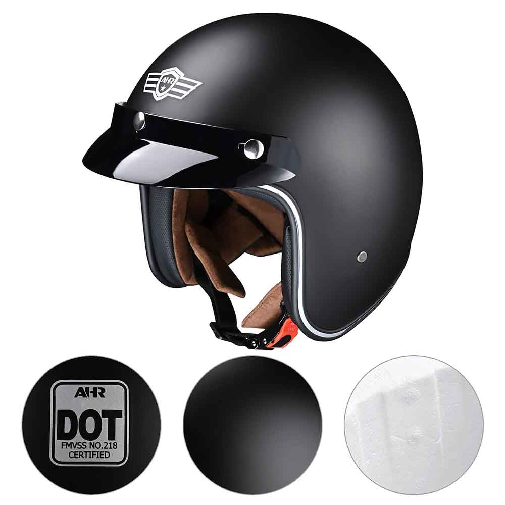 TheLAShop Open Face Helmet with Visor 3/4 DOT Matte Black TheLAShop Open Face Helmet with Visor 3/4 DOT Matte Black