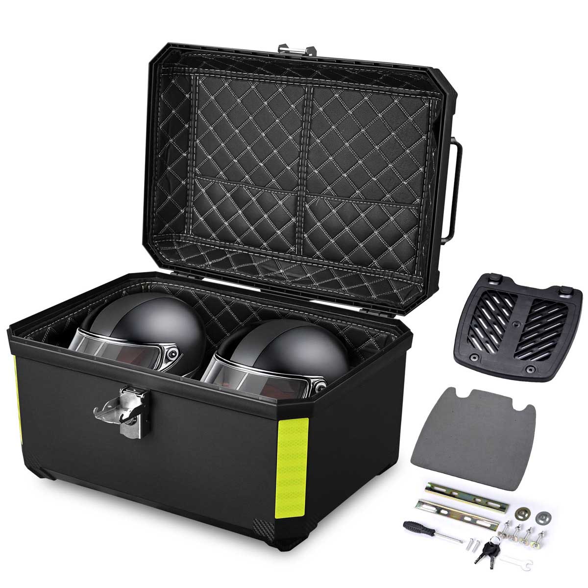 TheLAShop Rectangular Motorcycle Trunk with Backrest Scooter Top Case