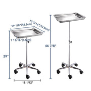 TheLAShop Mayo Instrument Stand with Removable Tray 5 Casters Image