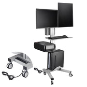 TheLAShop 2-Monitor Mobile PC Workstation with Power Outlets
