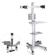TheLAShop 2-Monitor Mobile PC Workstation with Power Outlets, Silver+36" Crossbar Image