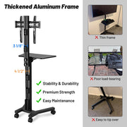 TheLAShop NexusX Commercial Rolling TV Cart & AV Shelf for 32-65in Screen, up to 200lbs. Image