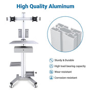 TheLAShop NexusX Dual-Screen Rolling PC Cart with Drawer Image