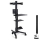 TheLAShop 2-Monitor Mobile PC Workstation with Power Outlets, Black+36" Crossbar Image