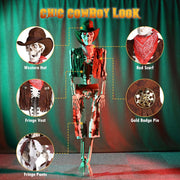 TheLAShop Life Size 5.4ft Posable Skeleton Halloween Pirate Outdoor Decor Image