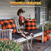 TheLAShop Life Size 5.4ft Posable Skeleton Halloween Pirate Outdoor Decor, Cowboy Image