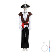 TheLAShop Life Size 5.4ft Posable Skeleton Halloween Pirate Outdoor Decor, Pirate Captain Image