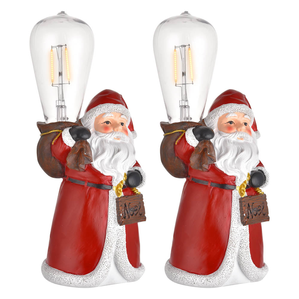 TheLAShop Resin Santa Figurine with Edison Bulb 10