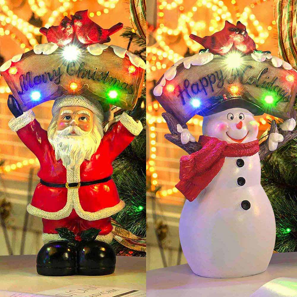 TheLAShop Christmas Figurine with LED Lights (Santa Snowman Optional)