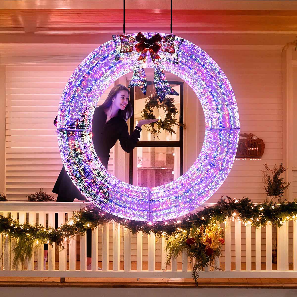アスティエドヴィラット オーナメント レインボーリップ TheLAShop 60in. Giant Outdoor Wreath with Lights (Preorder)