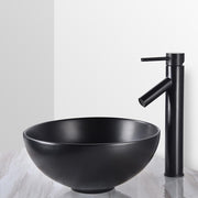 Aquaterior Black Sink Bowl Bathroom Vessel Sink with Drain 12"