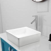 Aquaterior Square Vessel Sink with Popup Drain & Tray 15"x15"