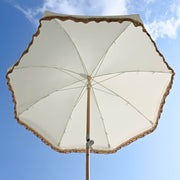 TheLAShop 6 ft 8-Rib Wood Market Umbrella Tilt Fringe Umbrella 5-10yr Image