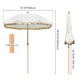 TheLAShop 6 ft 8-Rib Wood Market Umbrella Tilt Fringe Umbrella 5-10yr Image