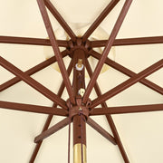 TheLAShop 9ft 8-Rib Wooden Patio Market Umbrella Tilt with Fringe 5-10yr Image