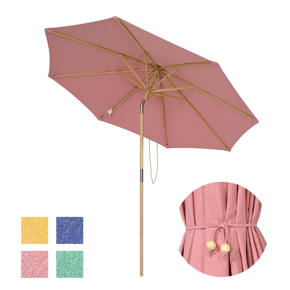 fabric for patio umbrella TheLAShop 9ft Wood Outdoor Umbrella with Acrylic Fabric UV50+ 10yr