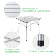 TheLAShop Aluminum Folding Camping Table Picnic Table 27x27.5in