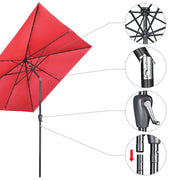 TheLAShop 10Ft 8-Rib Square Patio Umbrella with Solar Lights Tilt & Crank