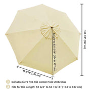 TheLAShop 9ft 8-Rib Patio Market Umbrella Replacement Canopy