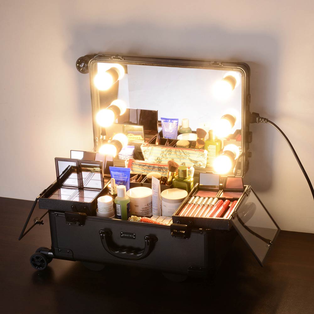 TheLAShop Artist Studio Rolling Makeup Travel Vanity Case w/ Light 18x –