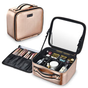 TheLAShop 10in Makeup Case with Mirror Compartments Gold