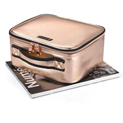 TheLAShop 10in Makeup Case with Mirror Compartments Gold