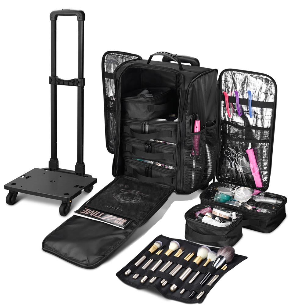 TheLAShop Rolling Makeup Compartments Foldable Removable Tro –