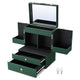 TheLAShop Vintage Makeup Case with Drawers Mirror Forest Green