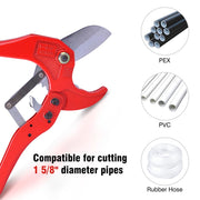 TheLAShop 1-5/8" Ratchet PEX PVC Pipe and Tube Cutter Red