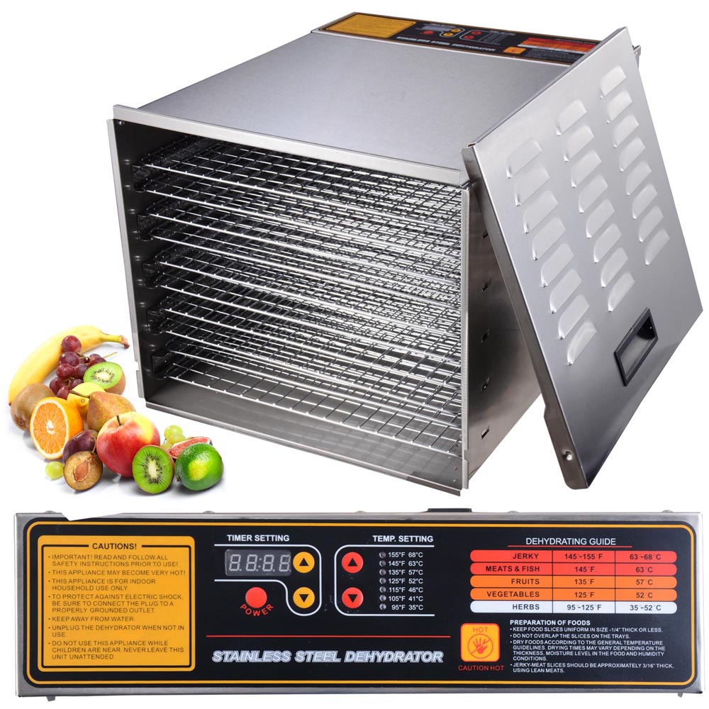 8 Tray Stainless Steel Electric Food Dehydrator Machine Fruit Jerky Meat  Dryer\