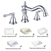Aquaterior Widespread Bathroom Sink Faucet w/ Drain 2-Handle 6"H