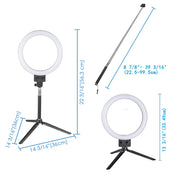 TheLAShop 8in Bi-Color Ring Light w/ Tripod & Phone Holder Selfie Stick Remote Image