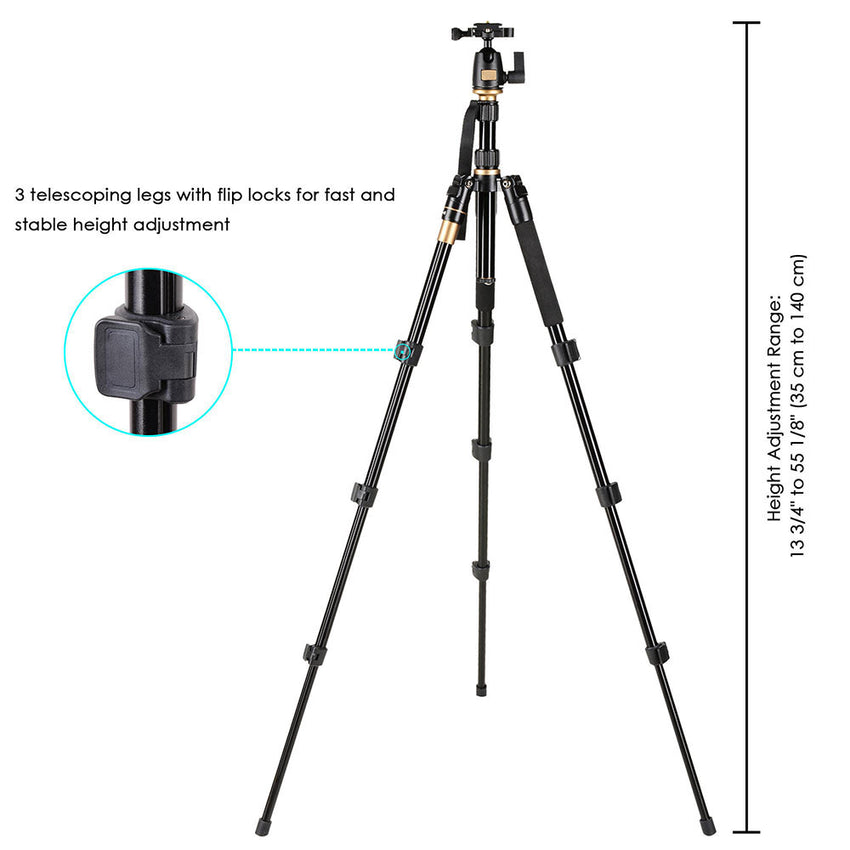 60" DSLR Camera Aluminum Tripod w/ Monopod & Ball Head
